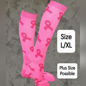 🛍$25 SALE🛍 Breast Cancer Aware Knee High Socks Support Comfy ★ Plus Size